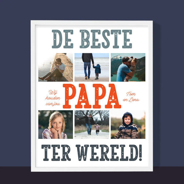 Fotocollage: De Beste Papa Ter Wereld, Foto'S - Afdruk Met Frame 30X40