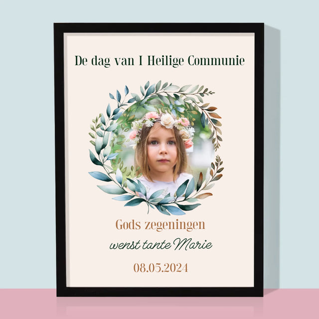 Foto En Handtekening: Op De Dag Van I Heilige Communie - Afdruk Met Frame 30X40
