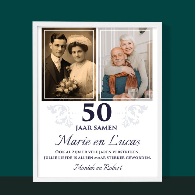 Fotocollage: Jarenlang Samen - Afdruk Met Frame 30X40