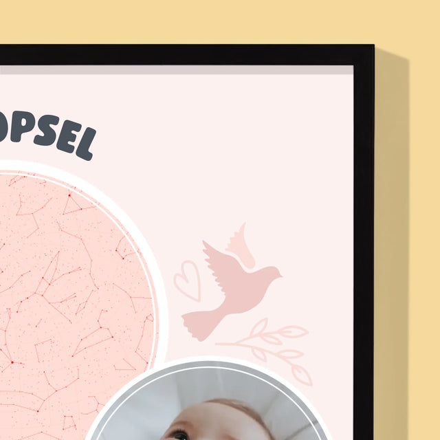 Starrenkaart: Doopsel - Afdruk Met Frame 30X40