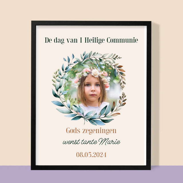 Foto En Handtekening: Op De Dag Van I Heilige Communie - Afdruk Met Frame 30X40