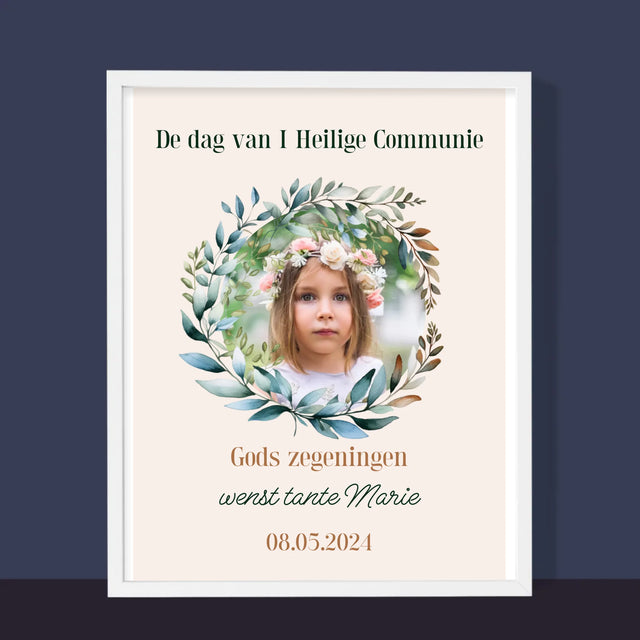 Foto En Handtekening: Op De Dag Van I Heilige Communie - Afdruk Met Frame 30X40