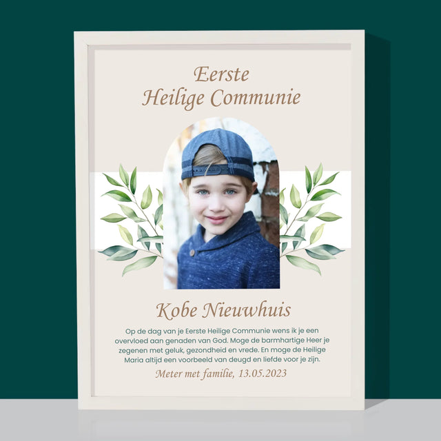 Foto En Handtekening: Eerste Heilige Communie - Afdruk Met Frame 30X40