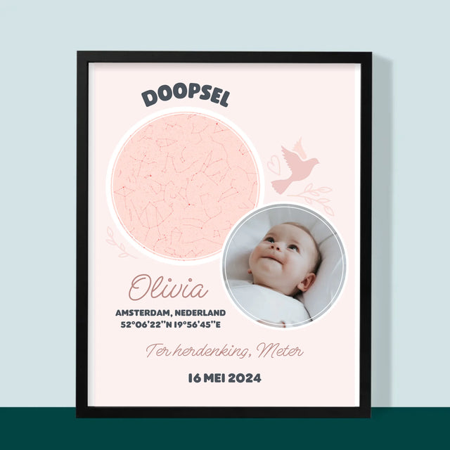 Starrenkaart: Doopsel - Afdruk Met Frame 30X40