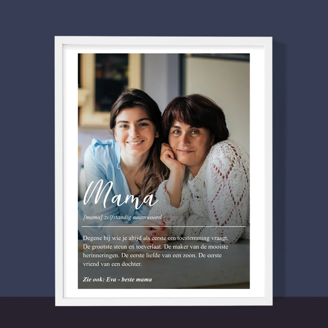 Foto En Handtekening: Mama Definitie - Afdruk Met Frame 30X40