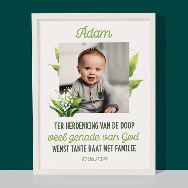 Foto En Handtekening: Ter Herdenking Van De Doop, Lelietje-Van-Dalen - Afdruk Met Frame 30X40