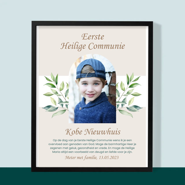 Foto En Handtekening: Eerste Heilige Communie - Afdruk Met Frame 30X40