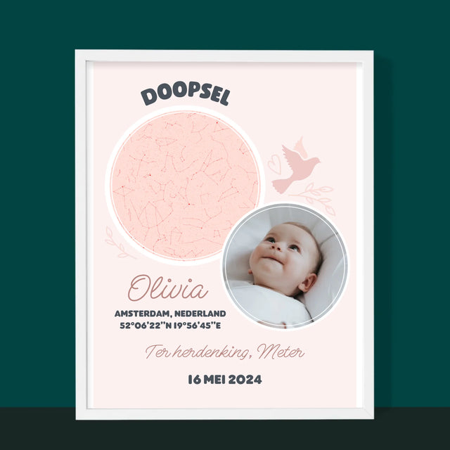 Starrenkaart: Doopsel - Afdruk Met Frame 30X40