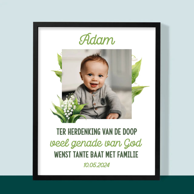 Foto En Handtekening: Ter Herdenking Van De Doop, Lelietje-Van-Dalen - Afdruk Met Frame 30X40