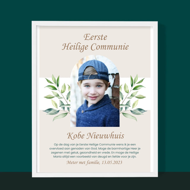 Foto En Handtekening: Eerste Heilige Communie - Afdruk Met Frame 30X40