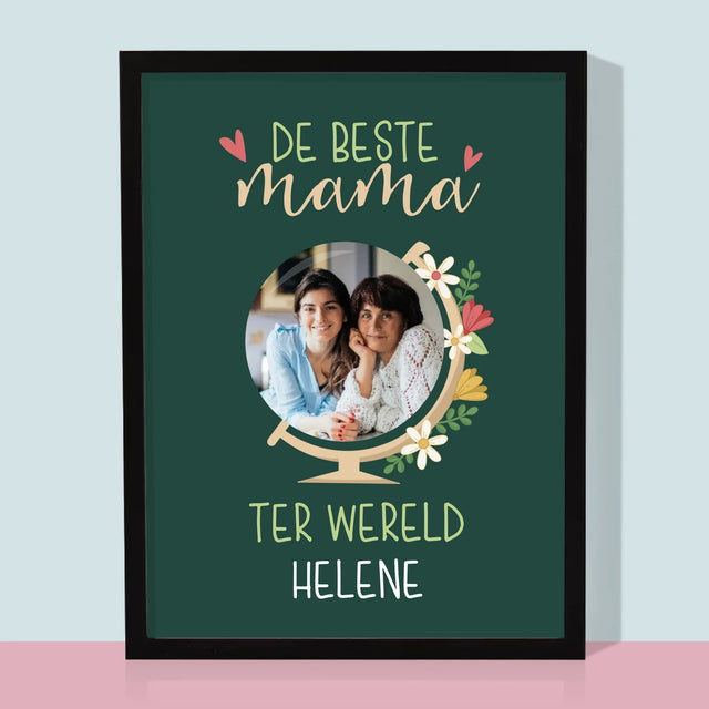 Foto En Handtekening: De Beste Mama Ter Wereld - Afdruk Met Frame 30X40
