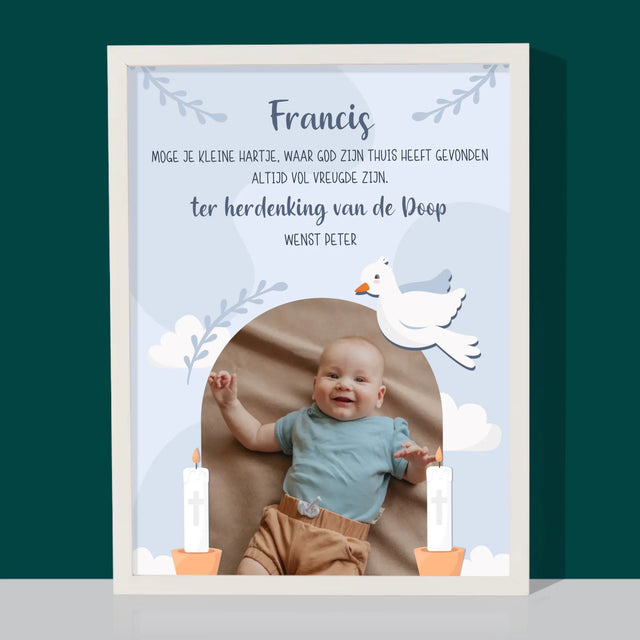 Foto En Handtekening: Wensen, Ter Herdenking Van De Doop - Afdruk Met Frame 30X40