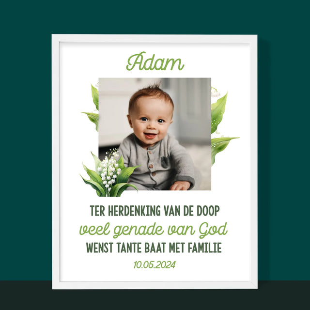 Foto En Handtekening: Ter Herdenking Van De Doop, Lelietje-Van-Dalen - Afdruk Met Frame 30X40