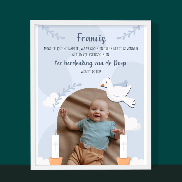 Foto En Handtekening: Wensen, Ter Herdenking Van De Doop - Afdruk Met Frame 30X40