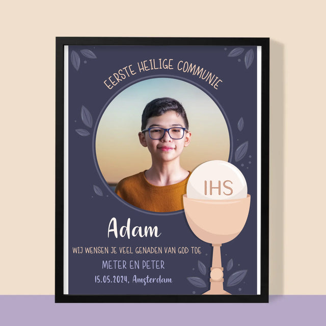 Foto En Handtekening: Eerste Heilige Communie - Afdruk Met Frame 30X40