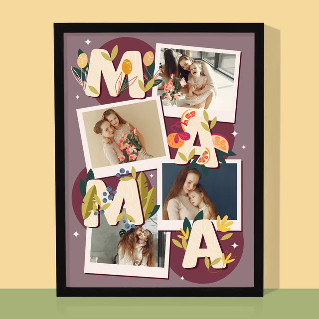 Fotocollage: Letters Mama - Afdruk Met Frame 30X40
