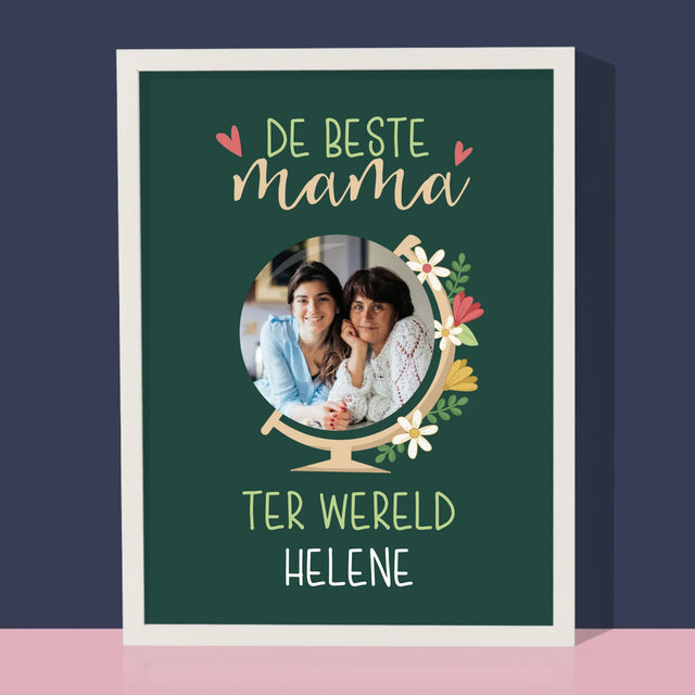 Foto En Handtekening: De Beste Mama Ter Wereld - Afdruk Met Frame 30X40