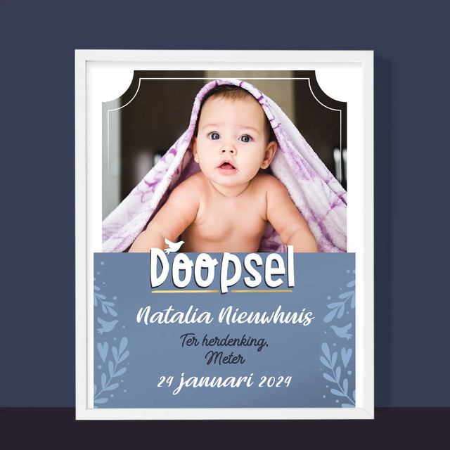 Foto En Handtekening: Doopsel - Afdruk Met Frame 30X40