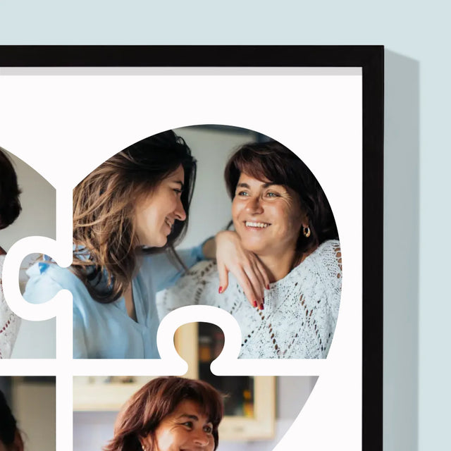 Fotocollage: Puzzel Hart, Voor Mama - Afdruk Met Frame 30X40