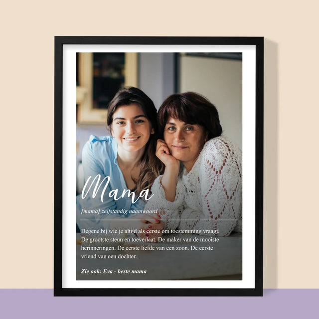 Foto En Handtekening: Mama Definitie - Afdruk Met Frame 30X40