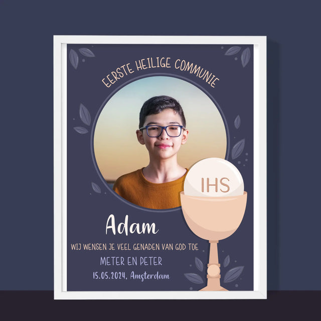 Foto En Handtekening: Eerste Heilige Communie - Afdruk Met Frame 30X40