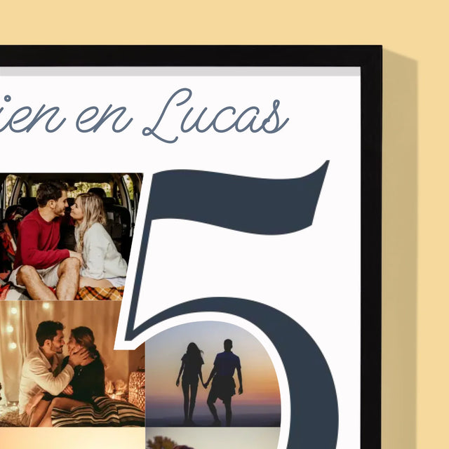 Fotocollage: 5 Jaar Samen - Afdruk Met Frame 30X40