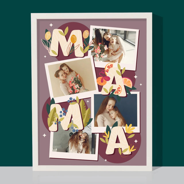 Fotocollage: Letters Mama - Afdruk Met Frame 30X40