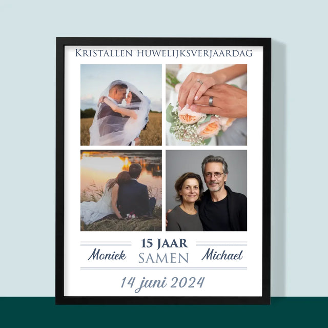 Fotocollage: 15 Jaar Samen - Afdruk Met Frame 30X40