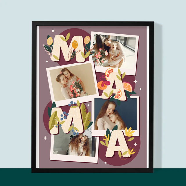 Fotocollage: Letters Mama - Afdruk Met Frame 30X40