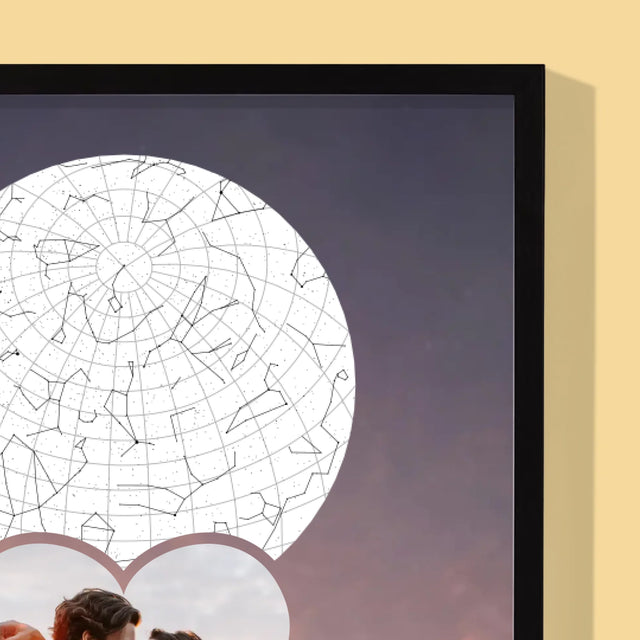 Starrenkaart: Verliefden Op De Bergen - Afdruk Met Frame 30X40