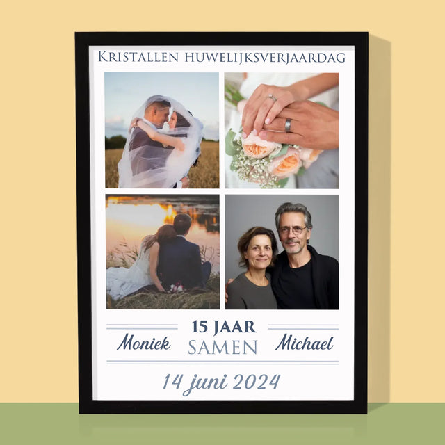Fotocollage: 15 Jaar Samen - Afdruk Met Frame 30X40