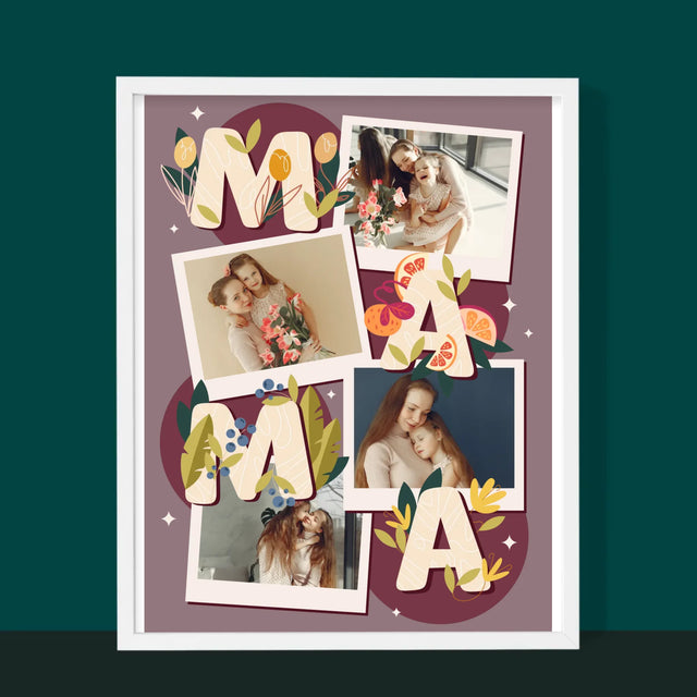 Fotocollage: Letters Mama - Afdruk Met Frame 30X40