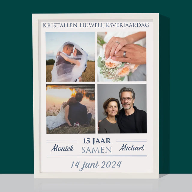 Fotocollage: 15 Jaar Samen - Afdruk Met Frame 30X40