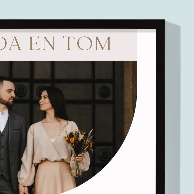 Foto En Handtekening: Eerste Huwelijksverjaardag - Afdruk Met Frame 30X40