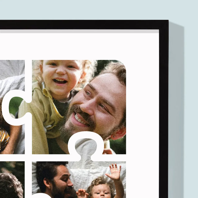 Fotocollage: Fotopuzzel, Papa - Afdruk Met Frame 30X40