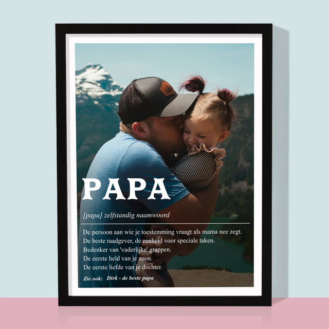 Foto En Handtekening: Definitie Papa - Afdruk Met Frame 30X40