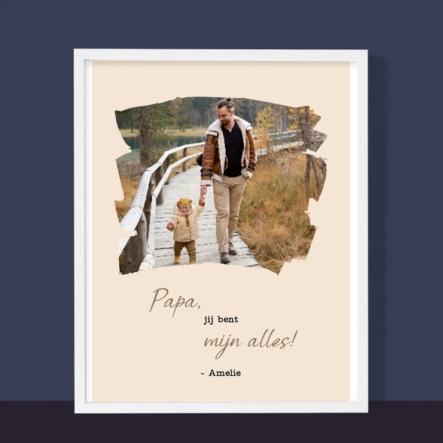 Foto En Handtekening: Kaartje Voor Papa - Afdruk Met Frame 30X40