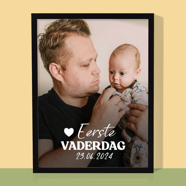 Foto En Handtekening: Eerste Vaderdag - Afdruk Met Frame 30X40