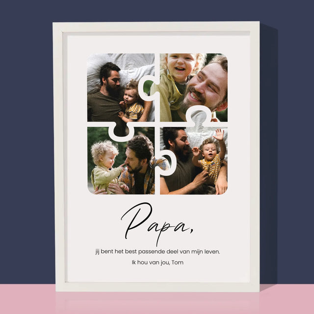 Fotocollage: Fotopuzzel, Papa - Afdruk Met Frame 30X40