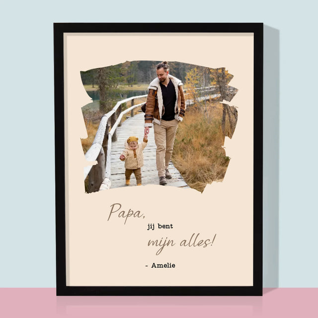 Foto En Handtekening: Kaartje Voor Papa - Afdruk Met Frame 30X40