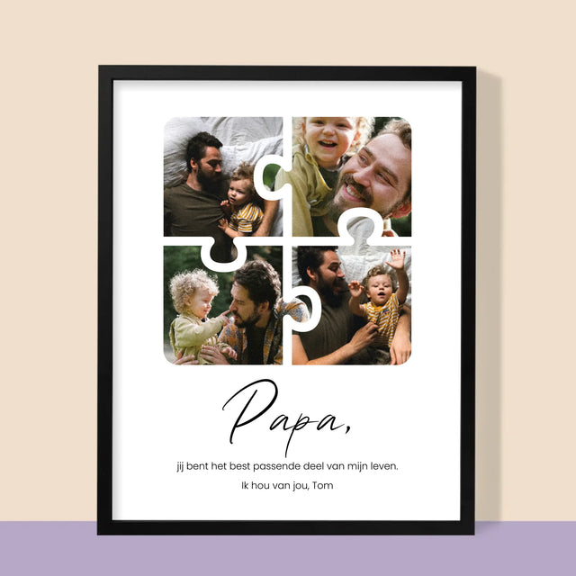 Fotocollage: Fotopuzzel, Papa - Afdruk Met Frame 30X40