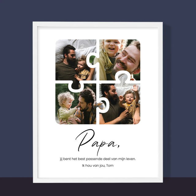 Fotocollage: Fotopuzzel, Papa - Afdruk Met Frame 30X40