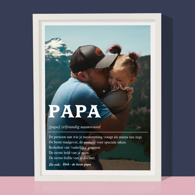 Foto En Handtekening: Definitie Papa - Afdruk Met Frame 30X40