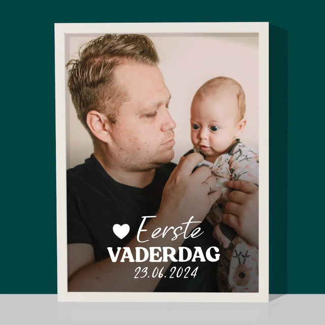 Foto En Handtekening: Eerste Vaderdag - Afdruk Met Frame 30X40