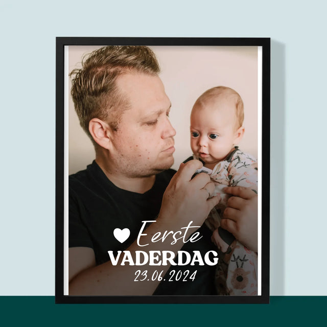 Foto En Handtekening: Eerste Vaderdag - Afdruk Met Frame 30X40