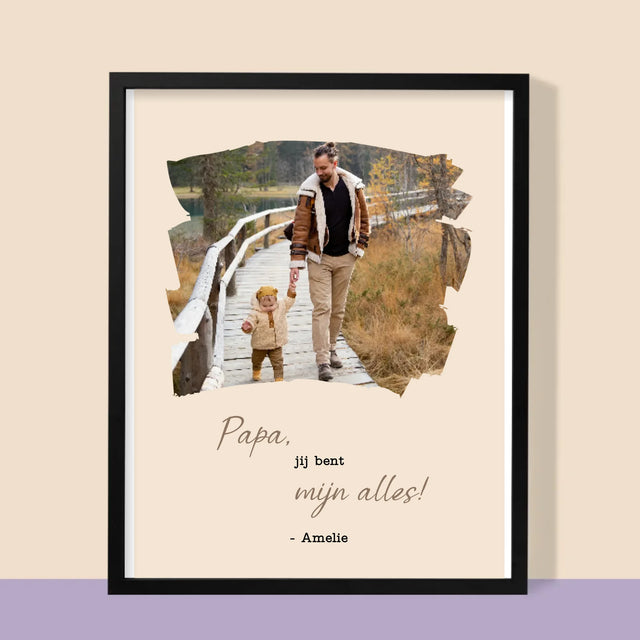 Foto En Handtekening: Kaartje Voor Papa - Afdruk Met Frame 30X40