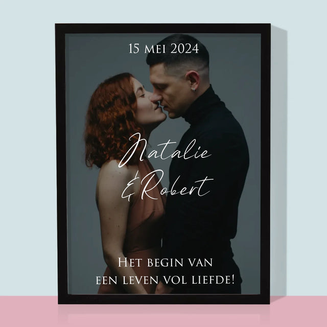 Foto En Handtekening: Trouwfoto Met Wensen - Afdruk Met Frame 30X40