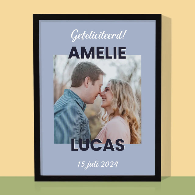 Foto En Handtekening: Huwelijkswensen - Afdruk Met Frame 30X40