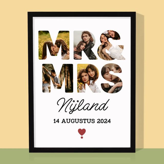 Woord Van Foto'S: Mr&Mrs - Afdruk Met Frame 30X40