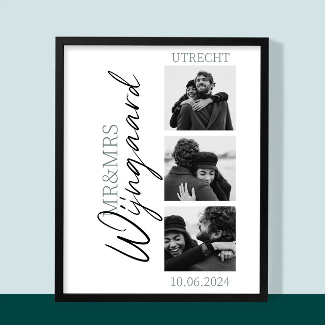 Fotocollage: Mr&Mrs Trouw - Afdruk Met Frame 30X40